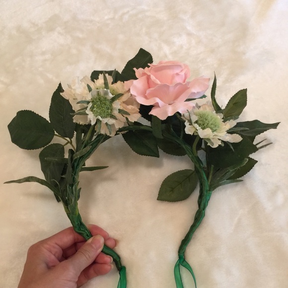 NWOT floral headband w/ pink rose & ivory scabiosa main image 10